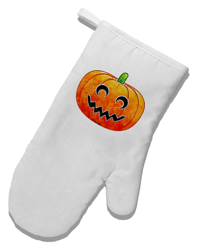 Jack-O-Lantern Watercolor White Printed Fabric Oven Mitt-Oven Mitt-TooLoud-White-Davson Sales