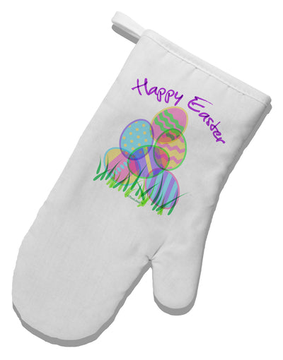 Happy Easter Gel Look Print White Printed Fabric Oven Mitt-Oven Mitt-TooLoud-White-Davson Sales