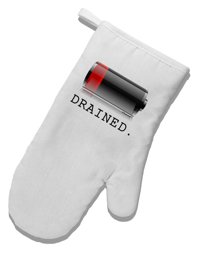 Battery Drained White Printed Fabric Oven Mitt-Oven Mitt-TooLoud-White-Davson Sales