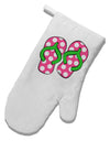 Cute Polka Dot Flip Flops - Pink and Green White Printed Fabric Oven Mitt-Oven Mitt-TooLoud-White-Davson Sales