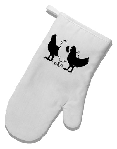 Three French Hens White Printed Fabric Oven Mitt-Oven Mitt-TooLoud-White-Davson Sales