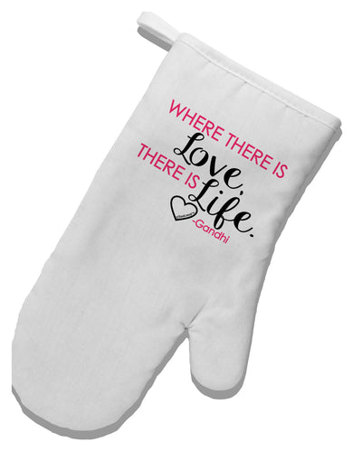 Where There Is Love Gandhi White Printed Fabric Oven Mitt-Oven Mitt-TooLoud-White-Davson Sales