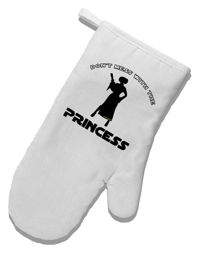 Don't Mess With The Princess White Printed Fabric Oven Mitt-Oven Mitt-TooLoud-White-Davson Sales