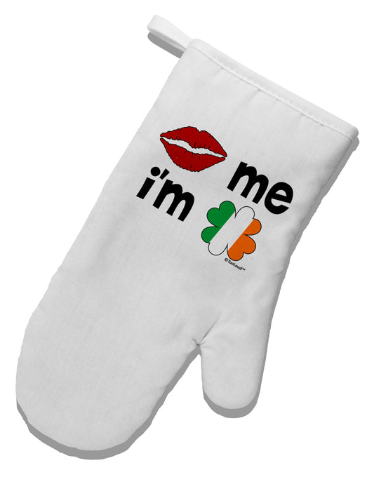 Kiss and Irish Flag Shamrock - Kiss Me I'm Irish White Printed Fabric Oven Mitt by TooLoud-Oven Mitt-TooLoud-White-Davson Sales