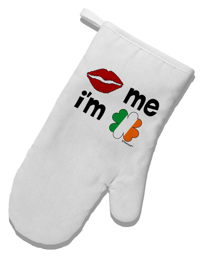 Kiss and Irish Flag Shamrock - Kiss Me I'm Irish White Printed Fabric Oven Mitt by TooLoud-Oven Mitt-TooLoud-White-Davson Sales