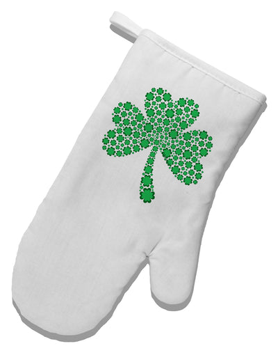 St. Patrick's Day Shamrock Design - Shamrocks White Printed Fabric Oven Mitt by TooLoud-Oven Mitt-TooLoud-White-Davson Sales