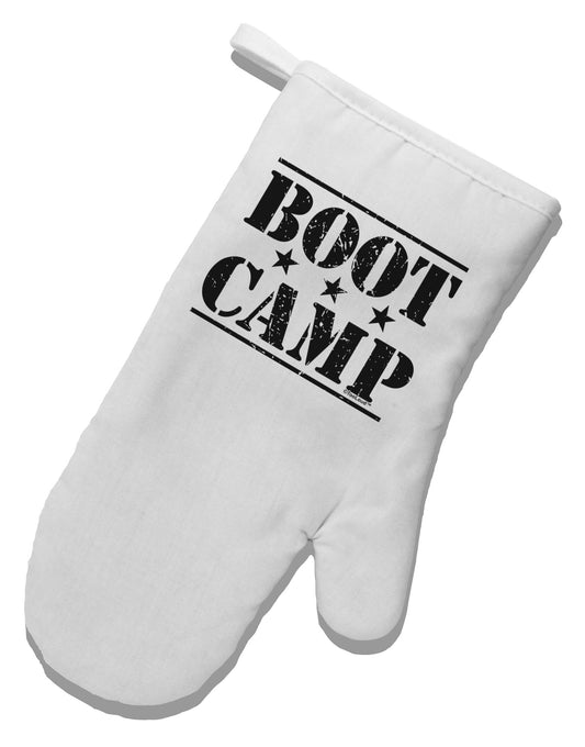 Bootcamp Large distressed Text White Printed Fabric Oven Mitt-Oven Mitt-TooLoud-White-Davson Sales