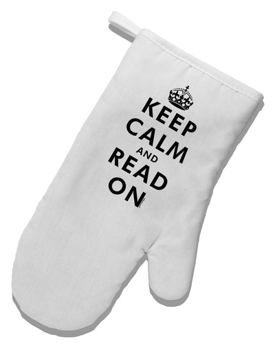 Keep Calm and Read On White Printed Fabric Oven Mitt-Oven Mitt-TooLoud-White-Davson Sales