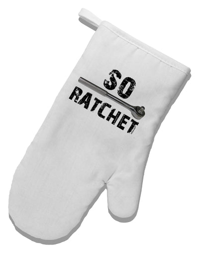 So Ratchet White Printed Fabric Oven Mitt-Oven Mitt-TooLoud-White-Davson Sales