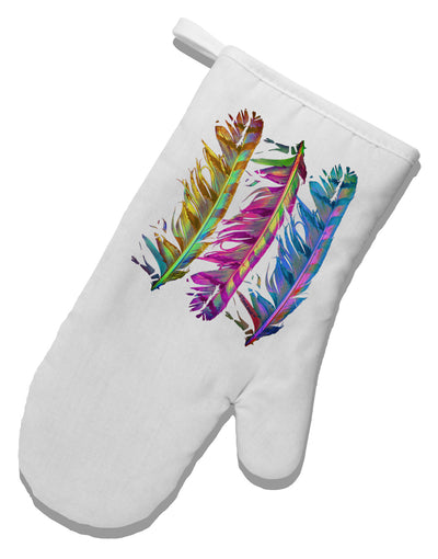 Magic Feathers White Printed Fabric Oven Mitt-Oven Mitt-TooLoud-White-Davson Sales