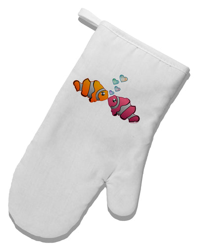 Kissy Clownfish White Printed Fabric Oven Mitt-Oven Mitt-TooLoud-White-Davson Sales