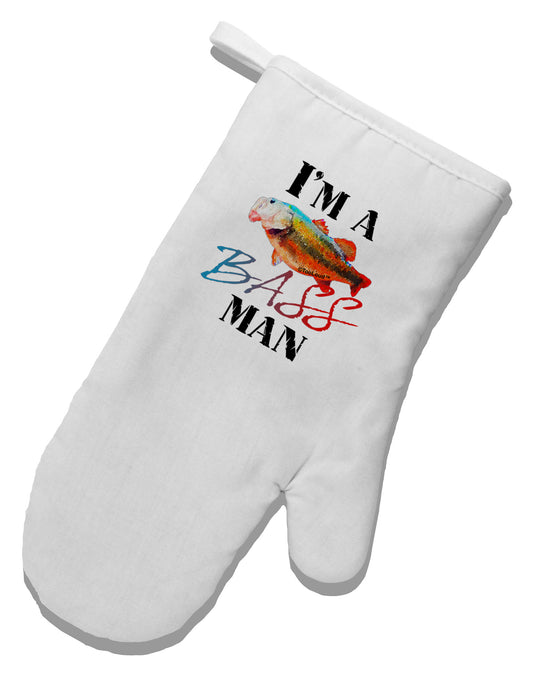 I'm A Bass Man Watercolor White Printed Fabric Oven Mitt-Oven Mitt-TooLoud-White-Davson Sales