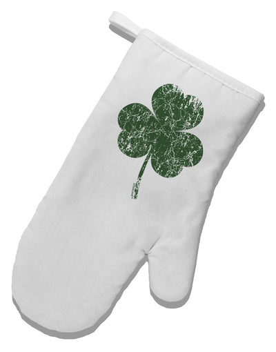 Distressed Traditional Irish Shamrock White Printed Fabric Oven Mitt-Oven Mitt-TooLoud-White-Davson Sales