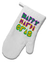 Happy Mardi Gras Text 2 White Printed Fabric Oven Mitt-Oven Mitt-TooLoud-White-Davson Sales