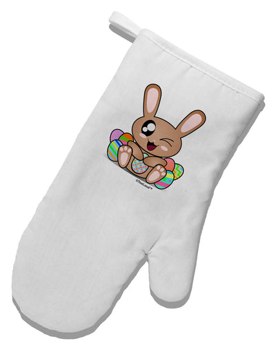 Cute Bunny with Eggs White Printed Fabric Oven Mitt-Oven Mitt-TooLoud-White-Davson Sales