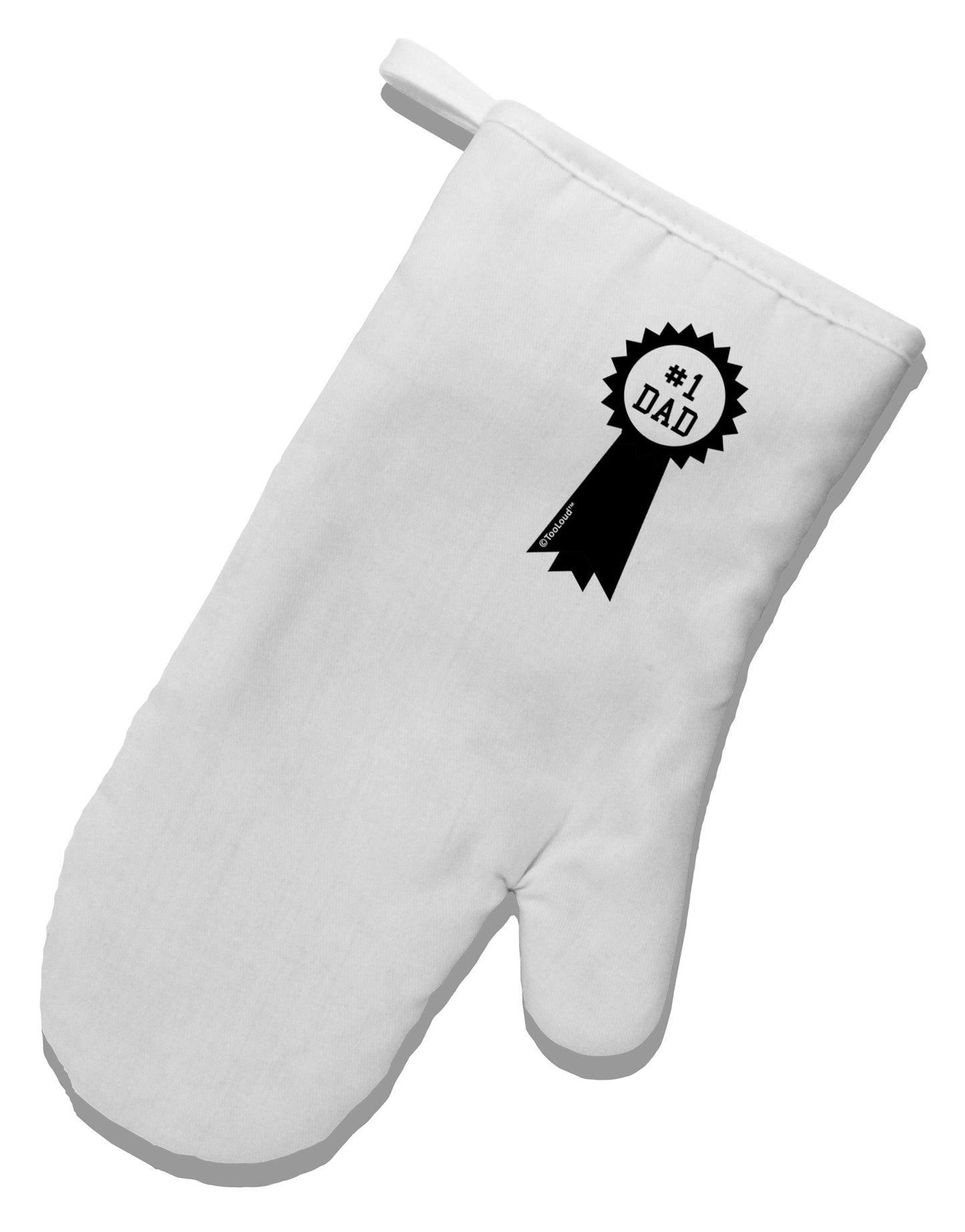 Number One Dad Award Ribbon White Printed Fabric Oven Mitt-Oven Mitt-TooLoud-White-Davson Sales