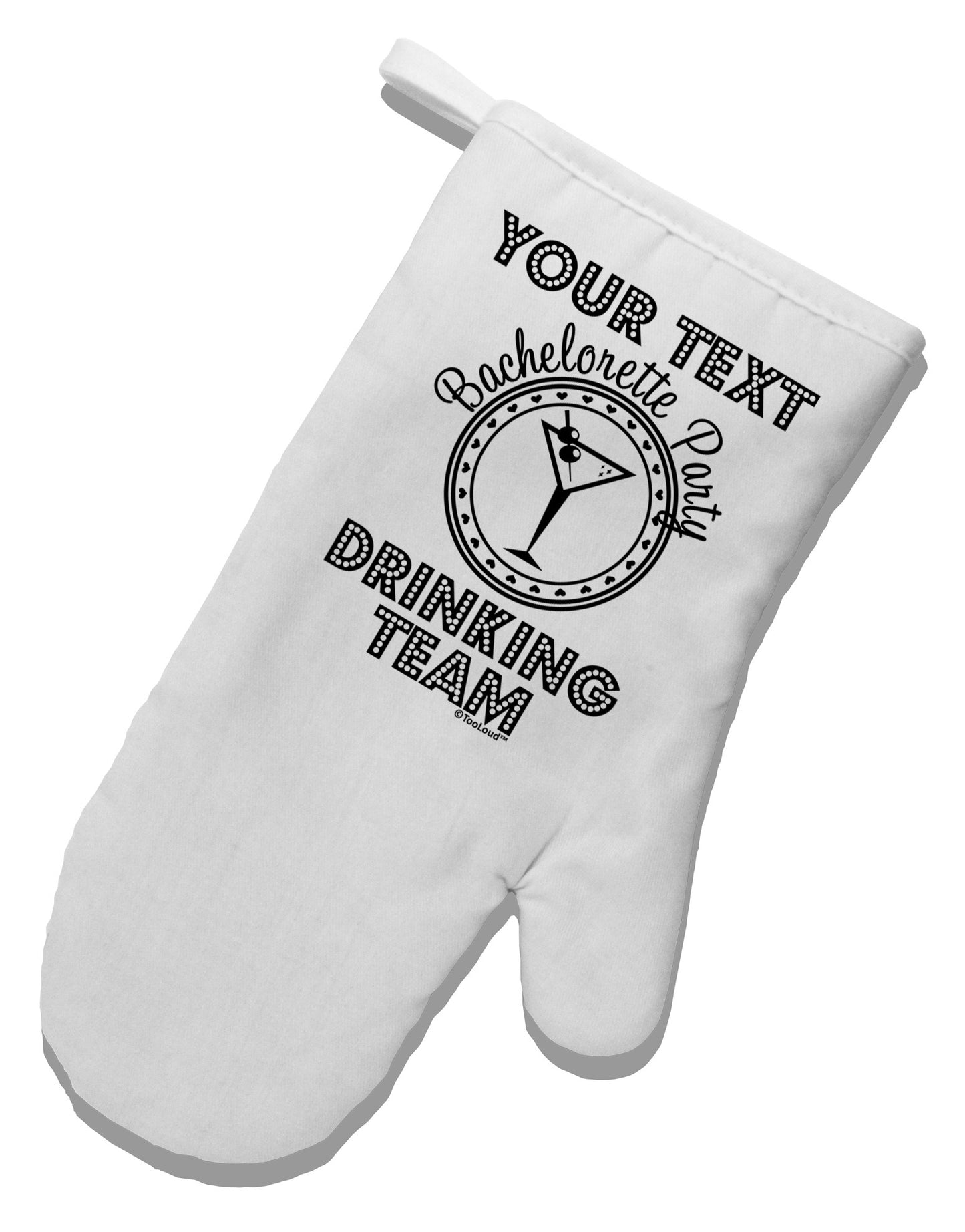 Personalized -Name- Bachelorette Party Drinking Team White Printed Fabric Oven Mitt-Oven Mitt-TooLoud-White-Davson Sales