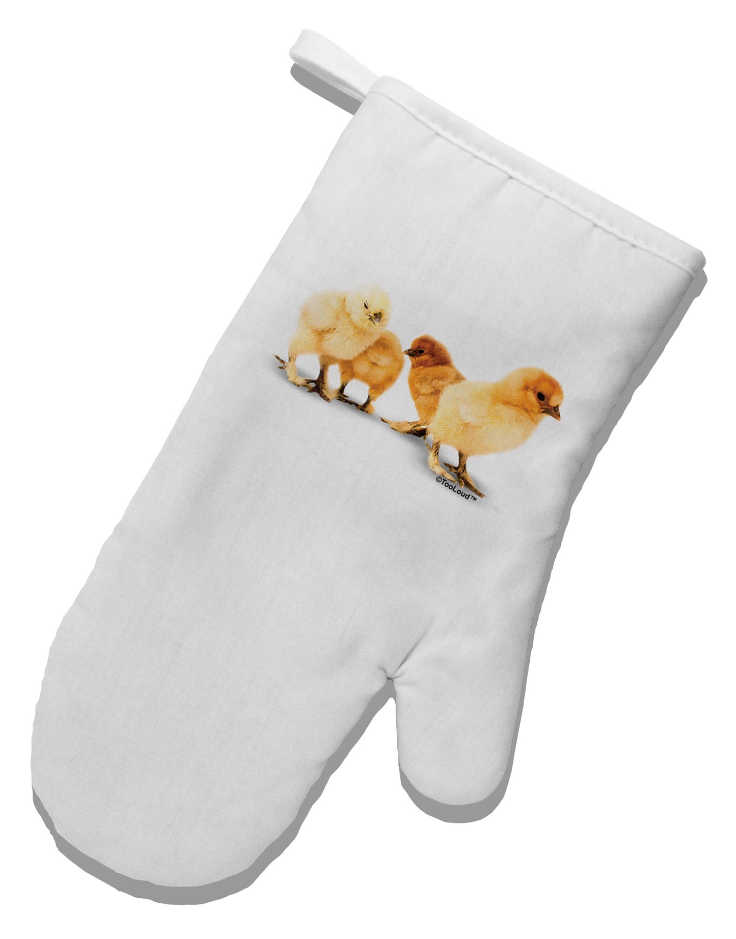 Cute Chicks White Printed Fabric Oven Mitt-Oven Mitt-TooLoud-White-Davson Sales