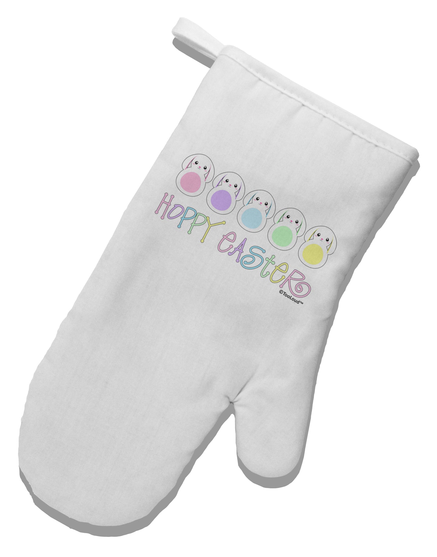 Cute Pastel Bunnies - Hoppy Easter White Printed Fabric Oven Mitt by TooLoud-Oven Mitt-TooLoud-White-Davson Sales