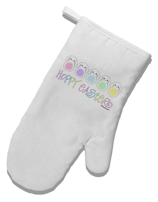 Cute Pastel Bunnies - Hoppy Easter White Printed Fabric Oven Mitt by TooLoud-Oven Mitt-TooLoud-White-Davson Sales