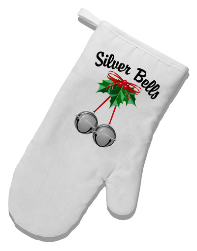 Silver Bells White Printed Fabric Oven Mitt by TooLoud-Oven Mitt-TooLoud-White-Davson Sales