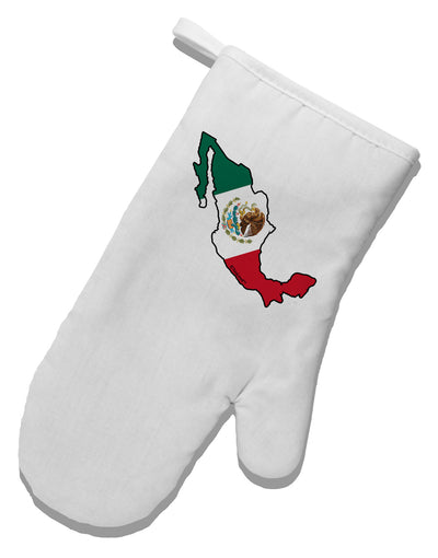 Mexico Outline - Mexican Flag White Printed Fabric Oven Mitt by TooLoud-Oven Mitt-TooLoud-White-Davson Sales