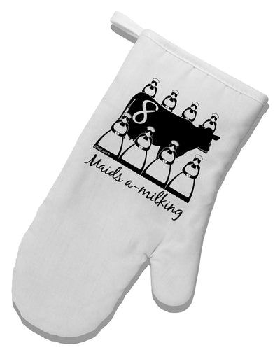 Eight Maids A Milking Text White Printed Fabric Oven Mitt-Oven Mitt-TooLoud-White-Davson Sales