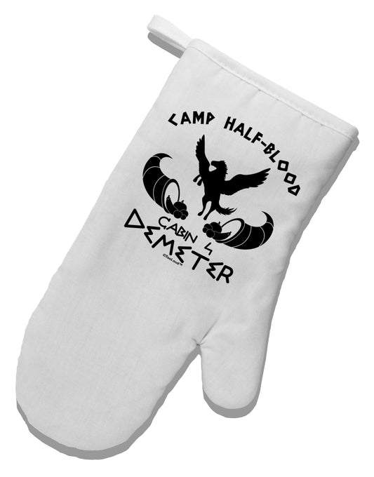 Cabin 4 Demeter Camp Half Blood White Printed Fabric Oven Mitt-Oven Mitt-TooLoud-White-Davson Sales
