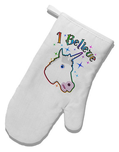 I Believe in Unicorns White Printed Fabric Oven Mitt-Oven Mitt-TooLoud-White-Davson Sales