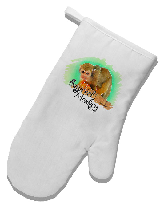 Squirrel Monkey Watercolor Text White Printed Fabric Oven Mitt-Oven Mitt-TooLoud-White-Davson Sales