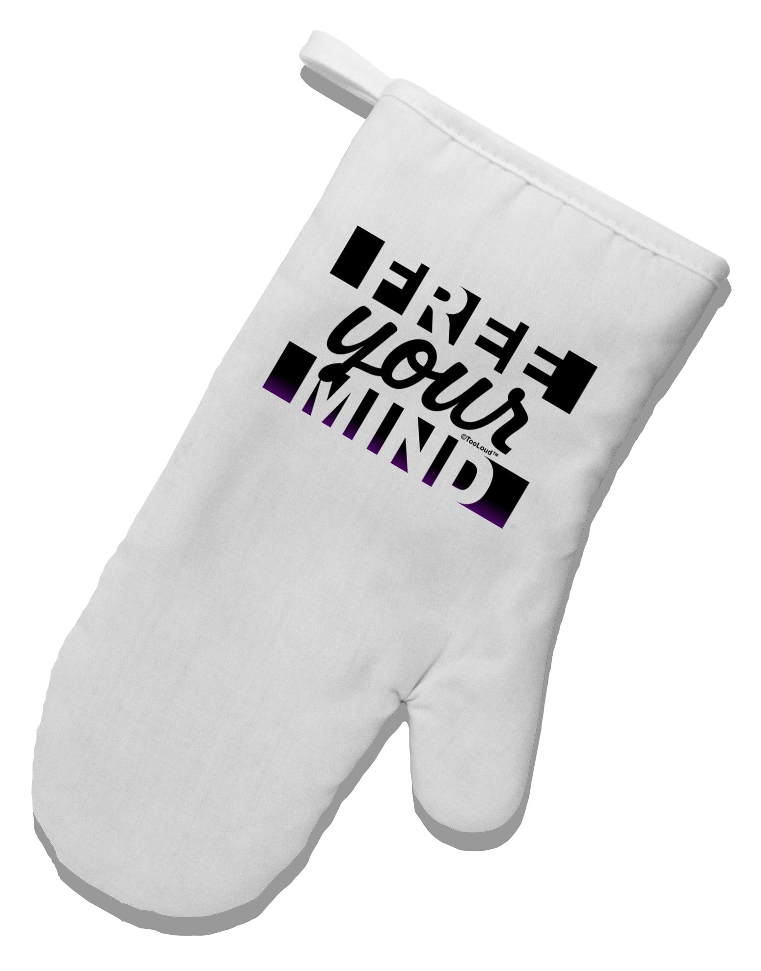 Free Your Mind Text White Printed Fabric Oven Mitt-Oven Mitt-TooLoud-White-Davson Sales