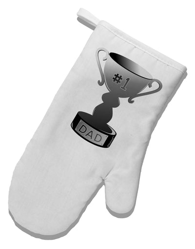 Number One Dad Trophy - Grayscale White Printed Fabric Oven Mitt-Oven Mitt-TooLoud-White-Davson Sales