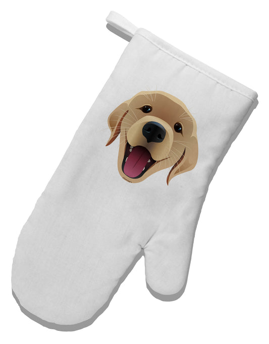 Cute Golden Retriever Puppy Face White Printed Fabric Oven Mitt-Oven Mitt-TooLoud-White-Davson Sales