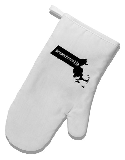 Massachusetts - United States Shape White Printed Fabric Oven Mitt-Oven Mitt-TooLoud-White-Davson Sales