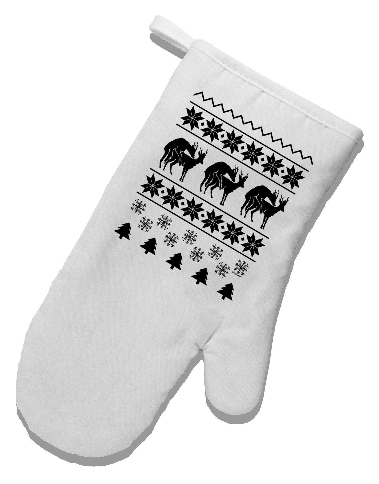 Humping Gay Reindeer White Printed Fabric Oven Mitt-Oven Mitt-TooLoud-White-Davson Sales