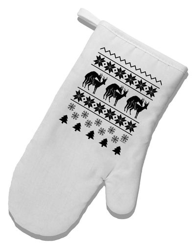 Humping Gay Reindeer White Printed Fabric Oven Mitt-Oven Mitt-TooLoud-White-Davson Sales