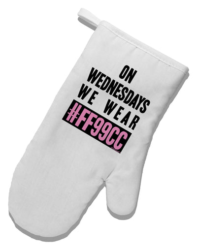 On Wednesdays We Wear FF99CC White Printed Fabric Oven Mitt-Oven Mitt-TooLoud-White-Davson Sales