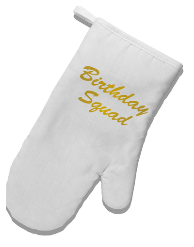 Birthday Squad Text White Printed Fabric Oven Mitt by TooLoud-Oven Mitt-TooLoud-White-Davson Sales