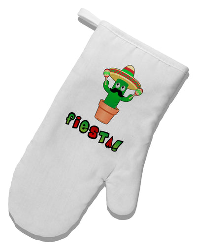 Fiesta Cactus Text White Printed Fabric Oven Mitt by TooLoud-Oven Mitt-TooLoud-White-Davson Sales