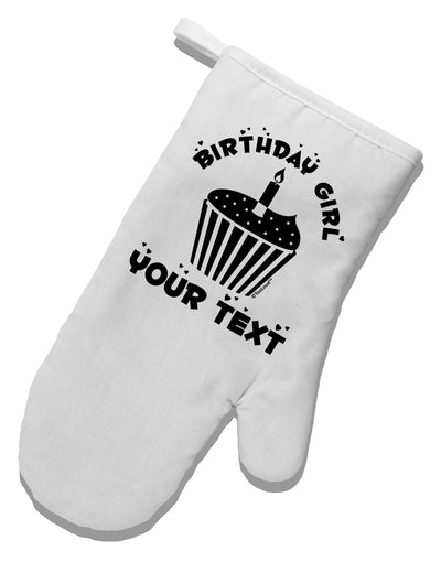 Personalized Birthday Girl Cupcake -Customizable- Name White Printed Fabric Oven Mitt-Oven Mitt-TooLoud-White-Davson Sales