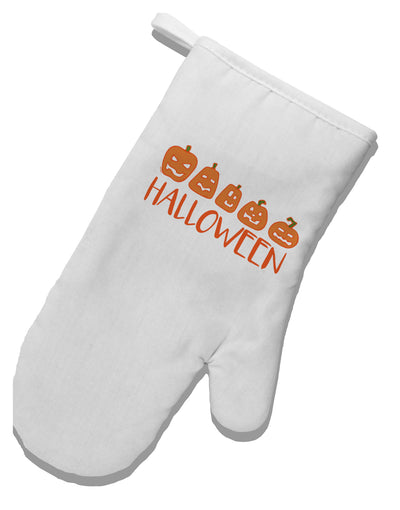 TooLoud Halloween Pumpkins White Printed Fabric Oven Mitt-OvenMitts-TooLoud-Davson Sales