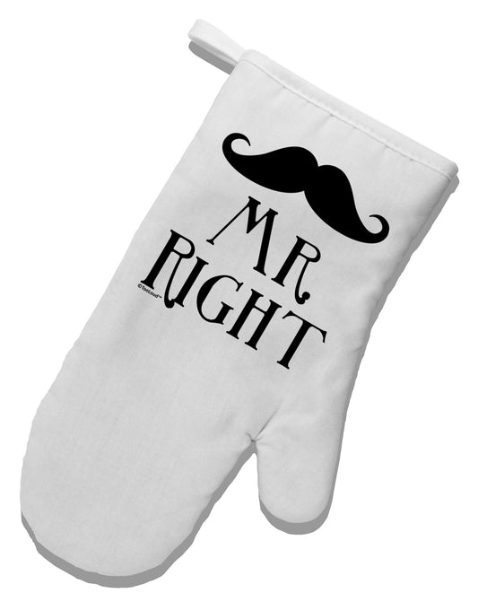 Mr Right White Printed Fabric Oven Mitt-Oven Mitt-TooLoud-White-Davson Sales