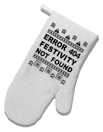 Error 404 Festivity Not Found White Printed Fabric Oven Mitt by TooLoud-TooLoud-White-Davson Sales