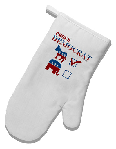 Proud Democrat Checkmark White Printed Fabric Oven Mitt-Oven Mitt-TooLoud-White-Davson Sales