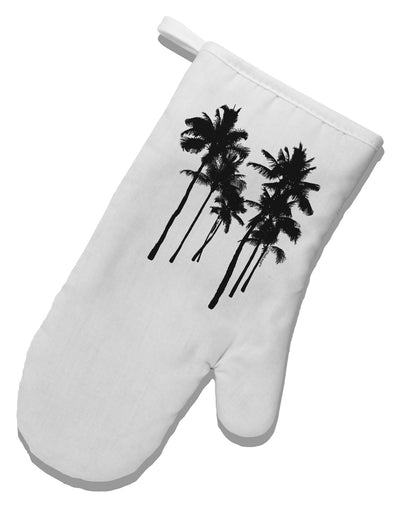 Palm Rows Silhouette White Printed Fabric Oven Mitt-Oven Mitt-TooLoud-White-Davson Sales