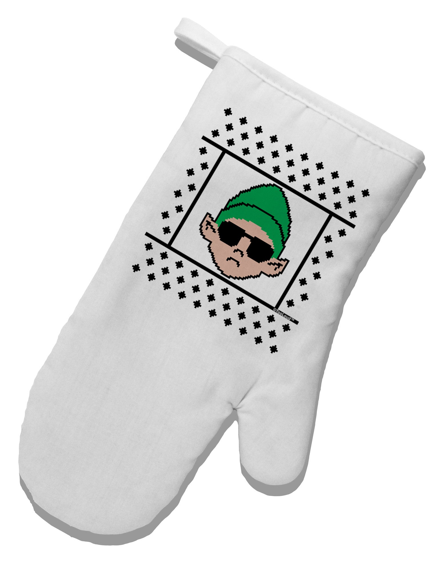 Cool Elf Christmas Sweater White Printed Fabric Oven Mitt-Oven Mitt-TooLoud-White-Davson Sales