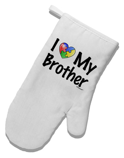 I Heart My Brother - Autism Awareness White Printed Fabric Oven Mitt by TooLoud-Oven Mitt-TooLoud-White-Davson Sales