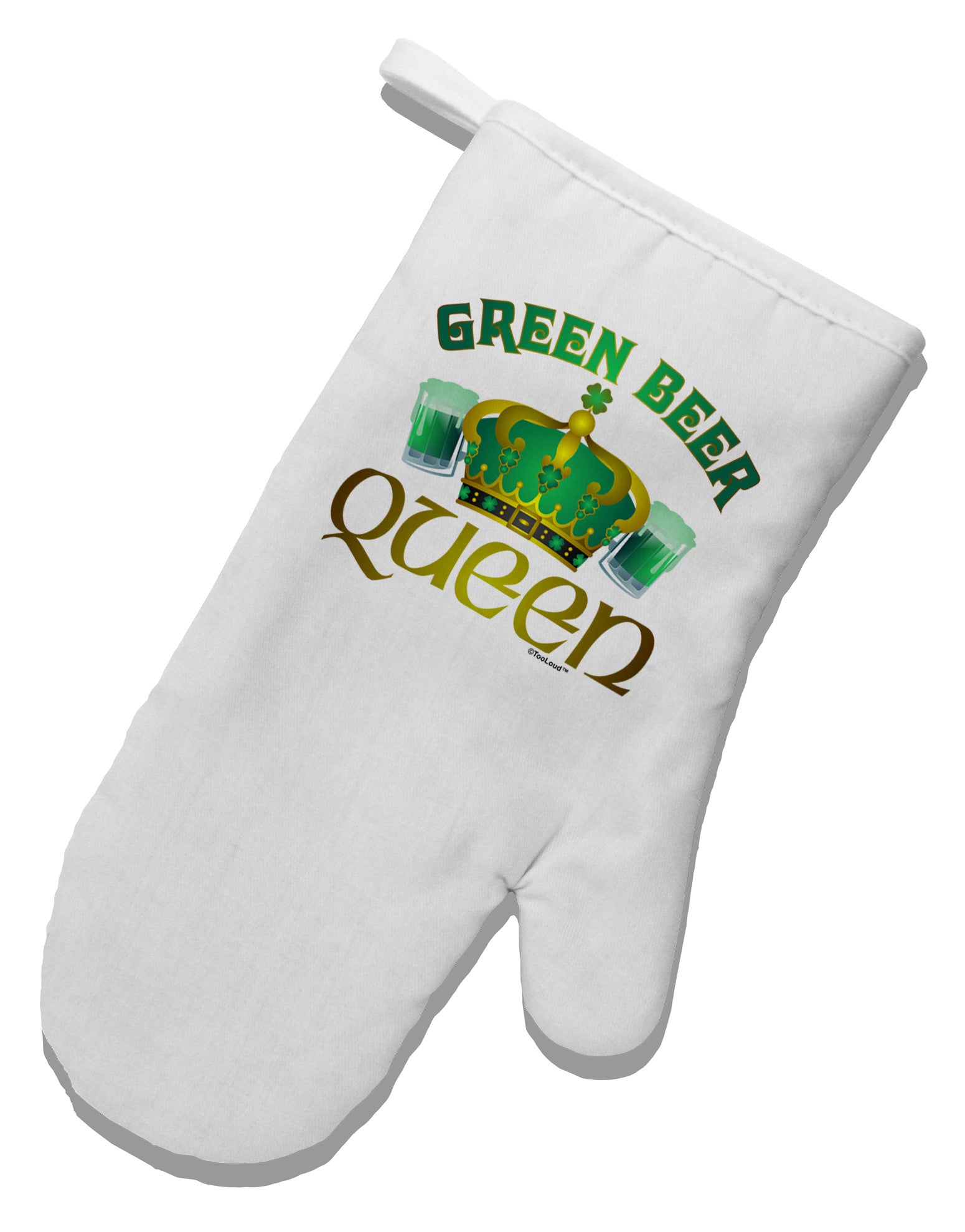 Green Beer Queen White Printed Fabric Oven Mitt-Oven Mitt-TooLoud-White-Davson Sales