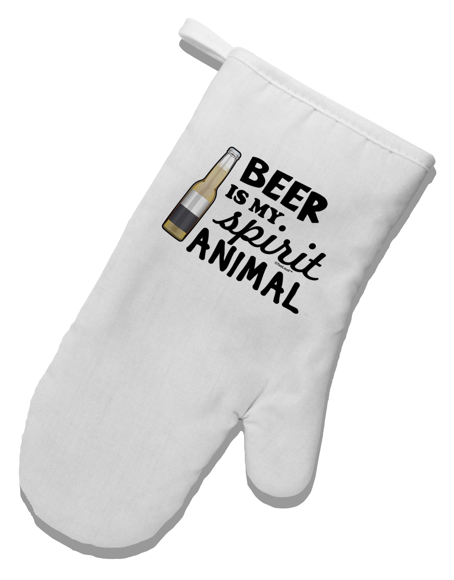 Beer Is My Spirit Animal White Printed Fabric Oven Mitt-Oven Mitt-TooLoud-White-Davson Sales