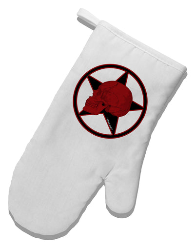 Blood Red Skull White Printed Fabric Oven Mitt by TooLoud-Oven Mitt-TooLoud-White-Davson Sales